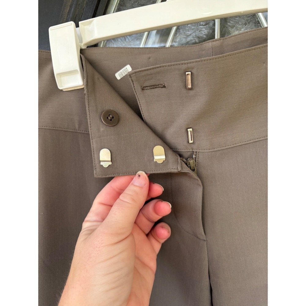Isda & Co Taupe Brown Tailored Trousers Size 6 French Fabric Wide Waistband - Picture 3 of 8